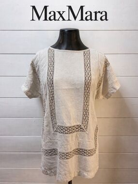 WEEKEND MAX MARA Linen Top – Beige – Estimated Size 8